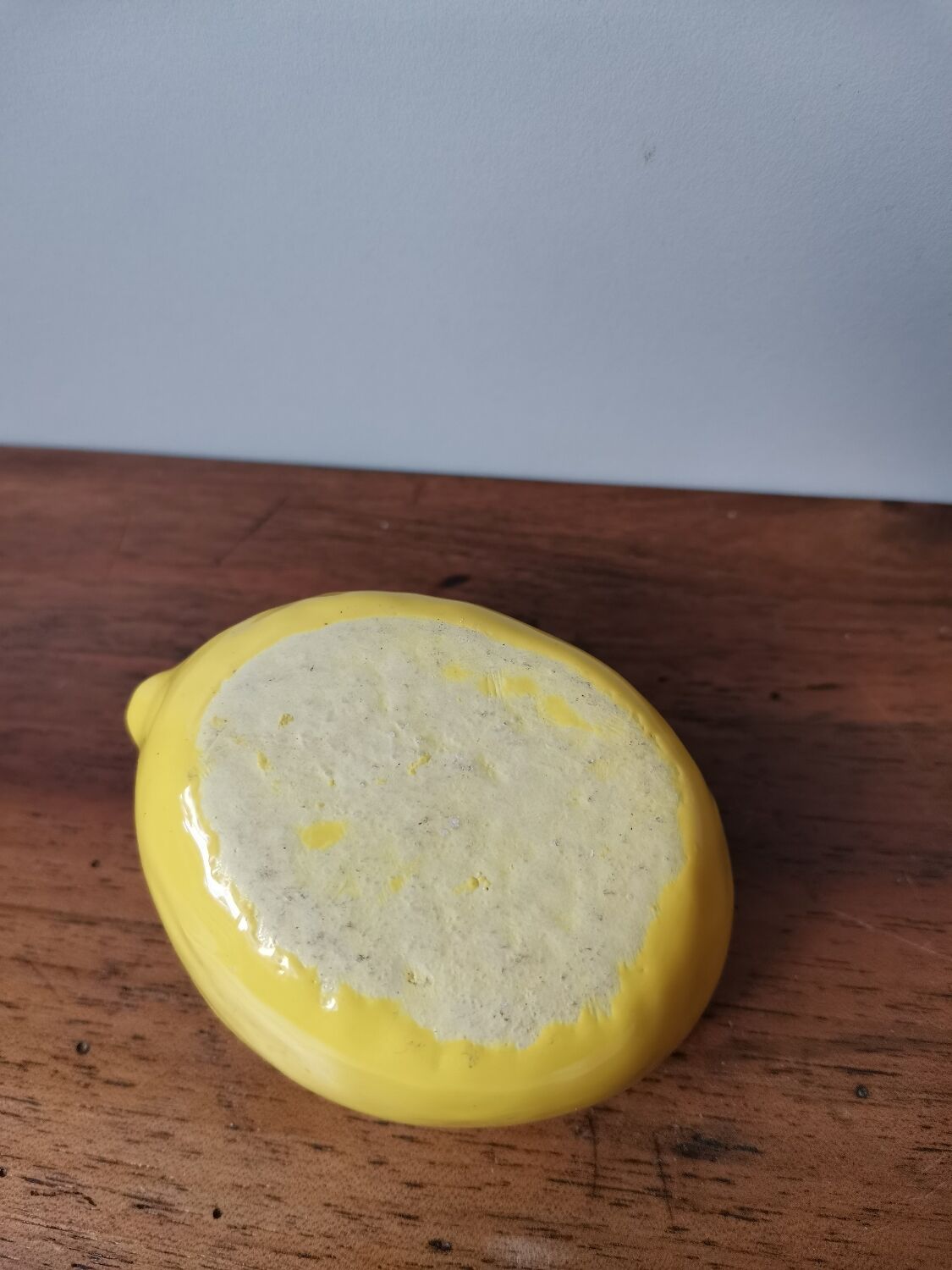 Vintage lemon-shaped slip ashtray