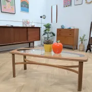Vintage Nathan coffee table in teak and glass, 1960s.