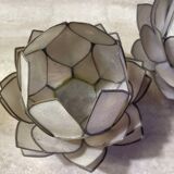 Mother-of-pearl and brass candlesticks