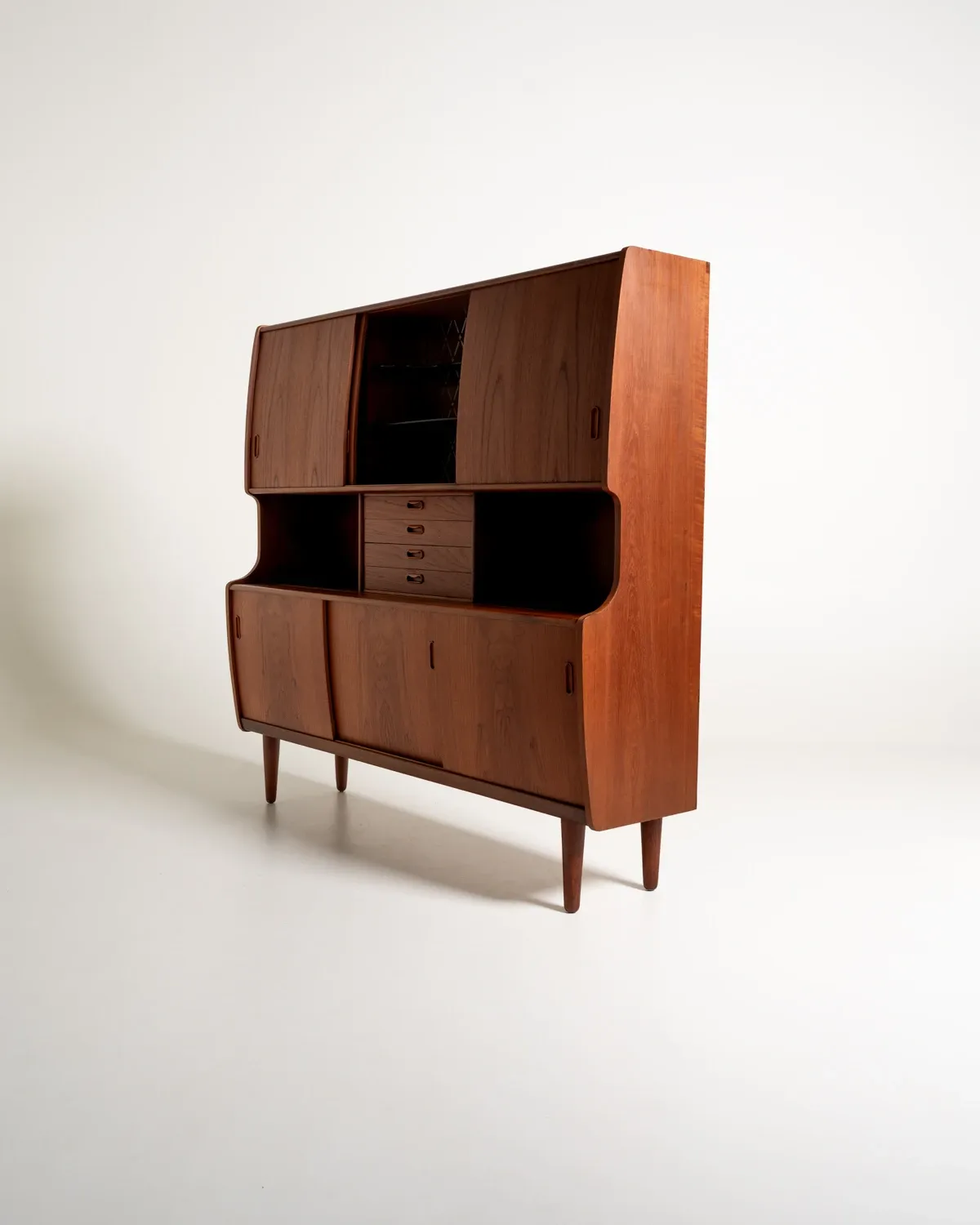 Danish Teak Highboard with Bar Cabinet