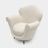 Mid-Century Modern Italian Bouclè Curved Armchair, 1950s