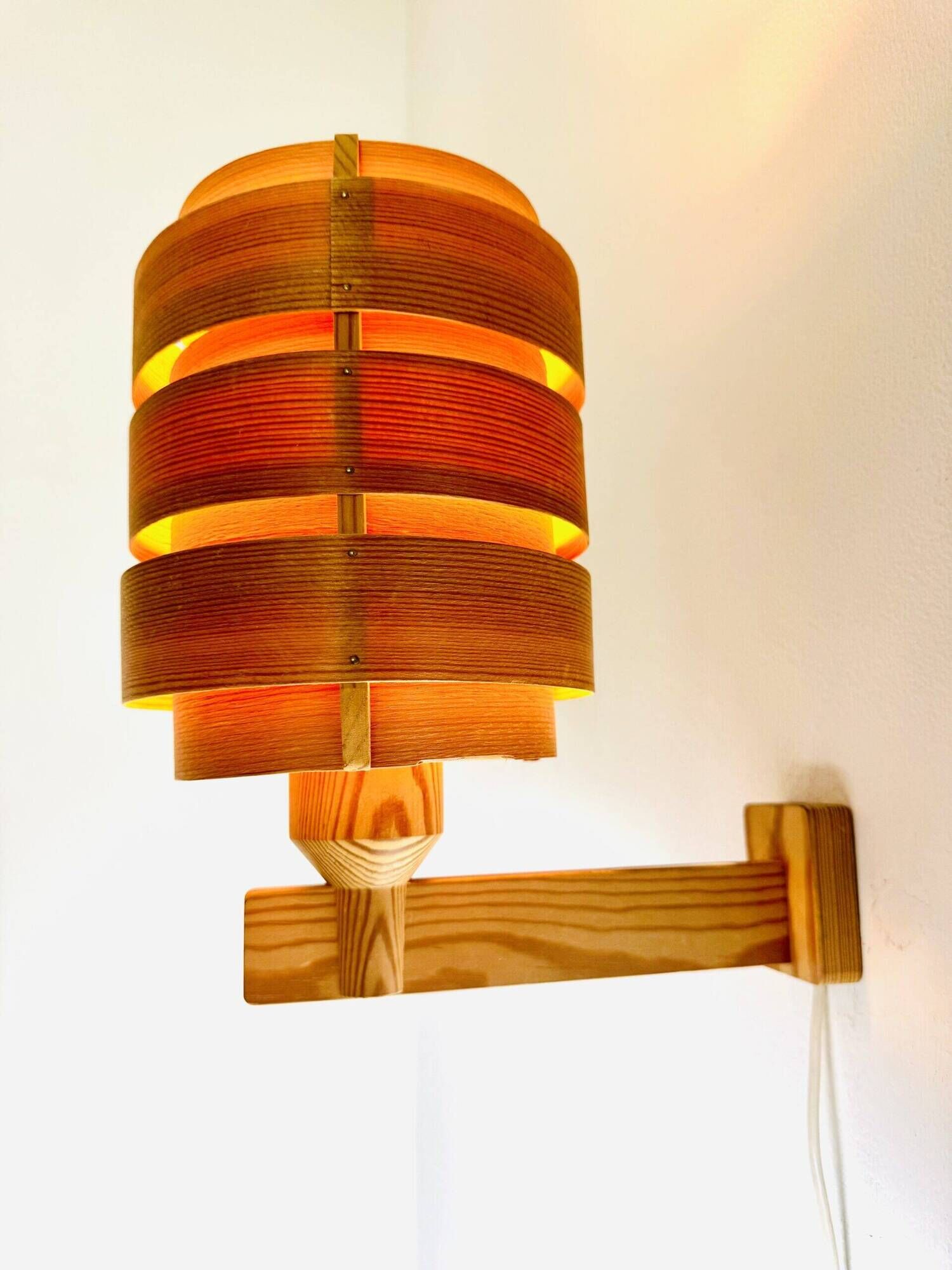 Mounted Pine Veneer Wall Lamp By Hans-Agne Jakobsson For Markaryd, Sweden 1960S