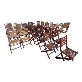 Set of teak folding chairs