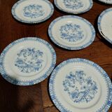 Dessert service twelve plates and round dish Bavaria China blau porcelain
