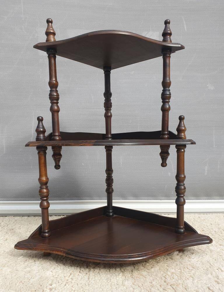 Corner wall display with 3 mahogany shelves