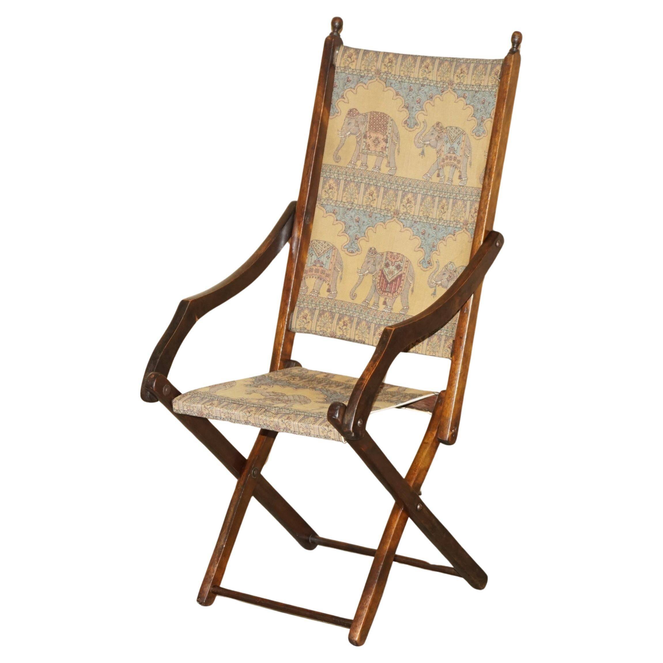 Antique Indo-Anglo elephant folding military chair circa 1890