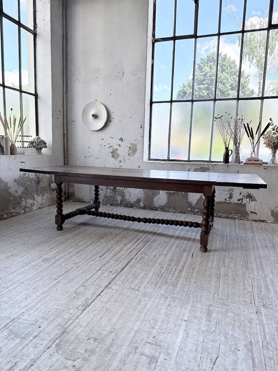 Solid oak table 1900 drapery style XL 280cm with extensions