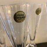 6 champagne flutes Cristal d'Arques, model Pyramide in crystal, 1980