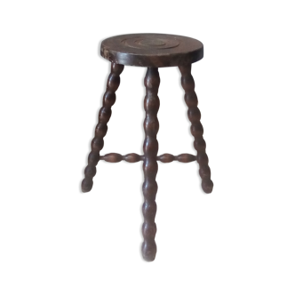 Tripod wooden stool turned 50s/60s