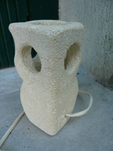 Albert Tormos vintage owl lamp in stone