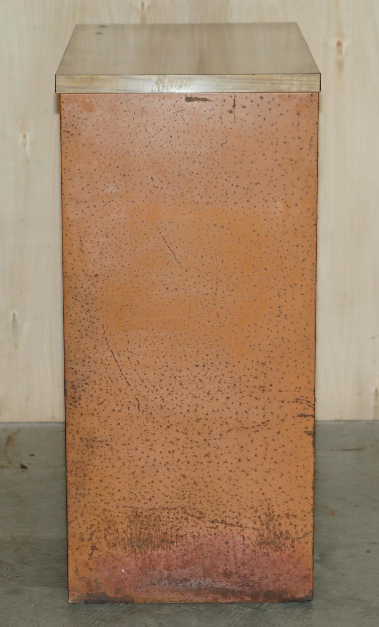 Industrial metal chest of drawers with 30 drawers.