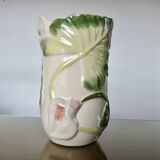 Ceramic vase, floral pattern, numbered and signed 70s 80s