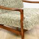 Wooden vintage brown armchair, olive green long hair, design by Z. Bączyk - 2 pieces available
