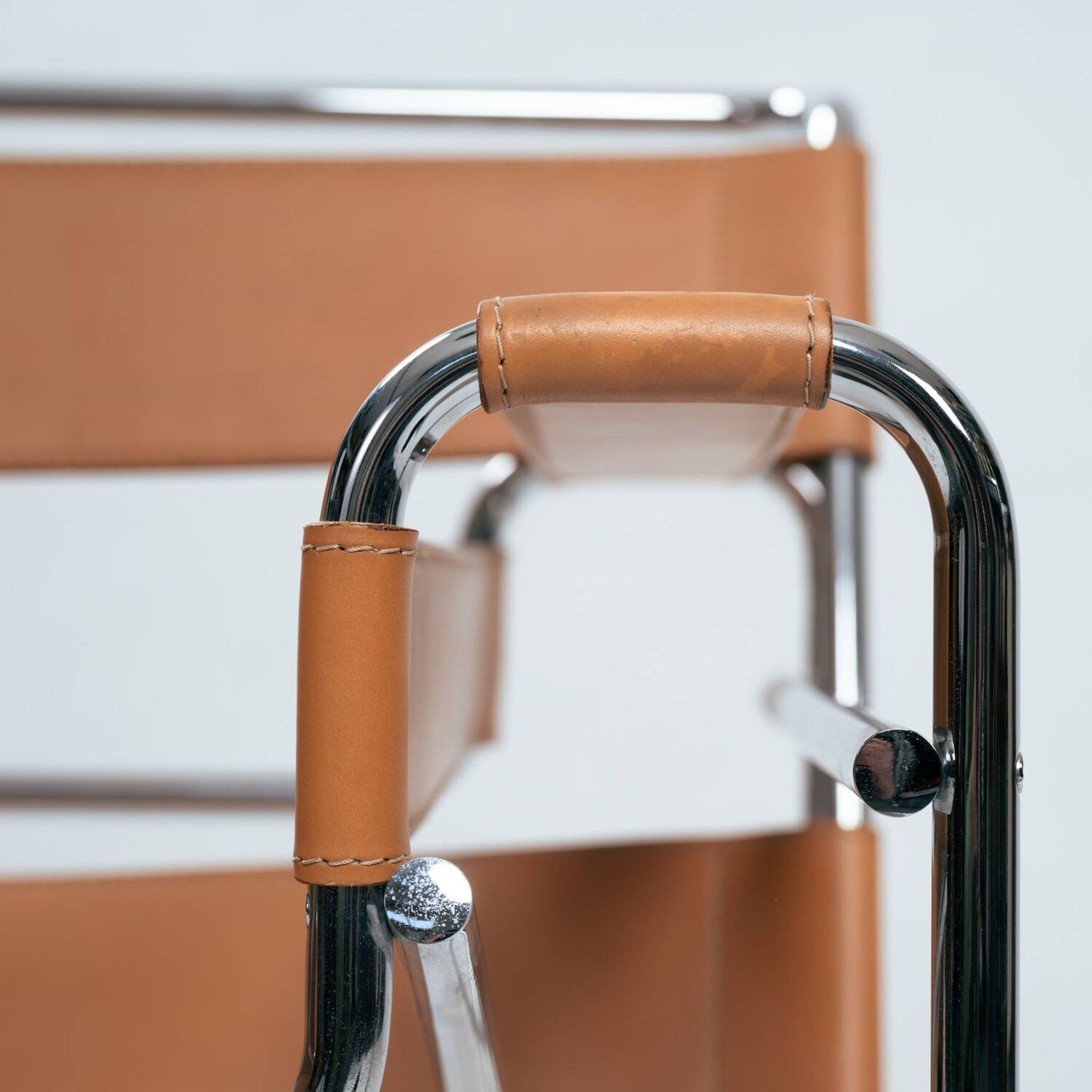 Wassily chair by Marcel Breuer, in brown leather, Italy, 1980s
