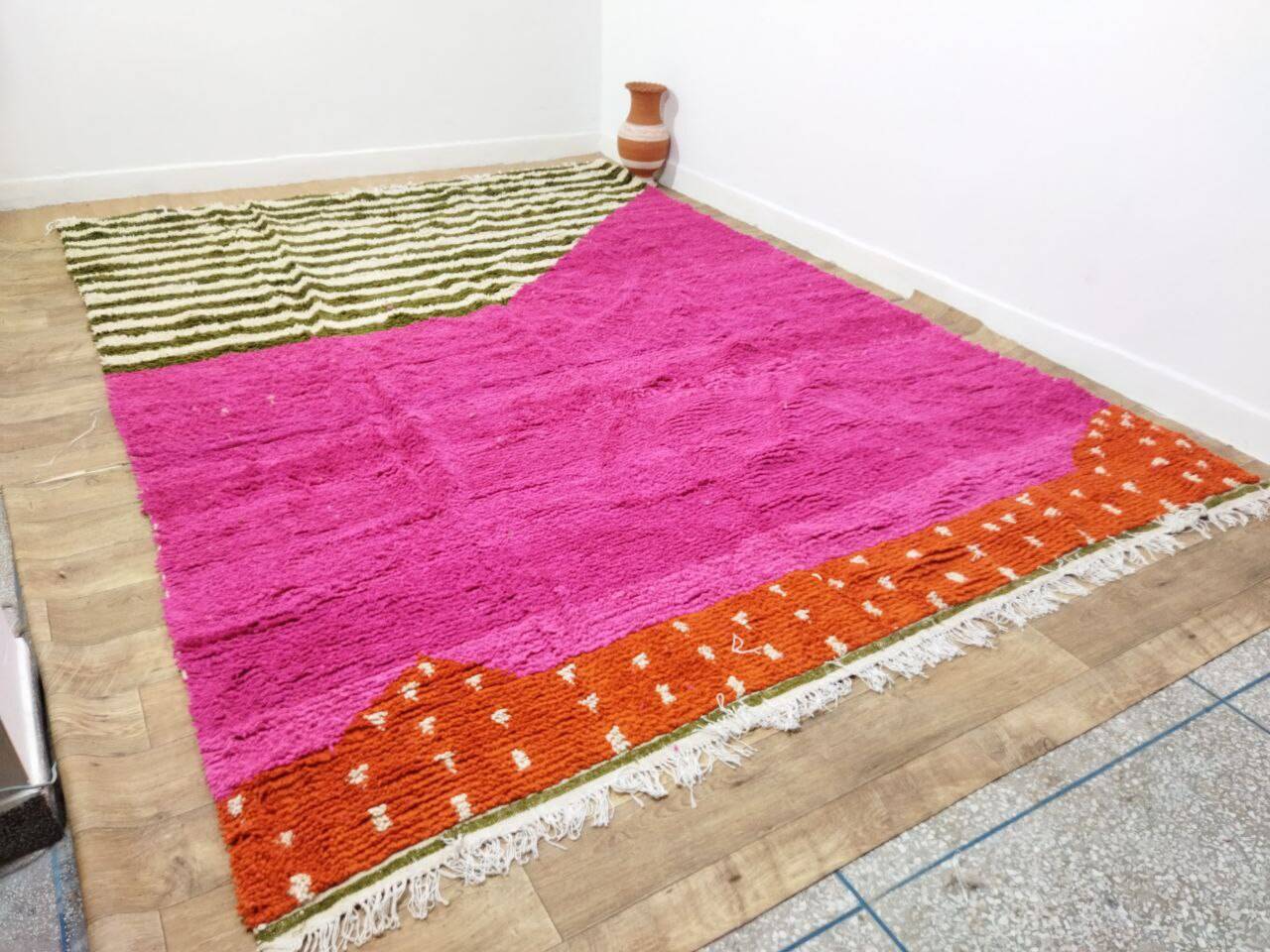 Handmade wool Berber rug 360 x 273 cm