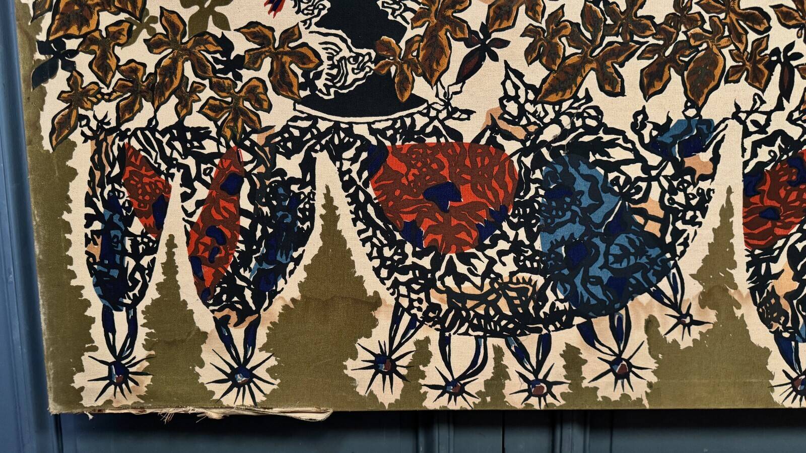 Tapestry panel on cotton by Lurçat, 1960, aquarium decoration