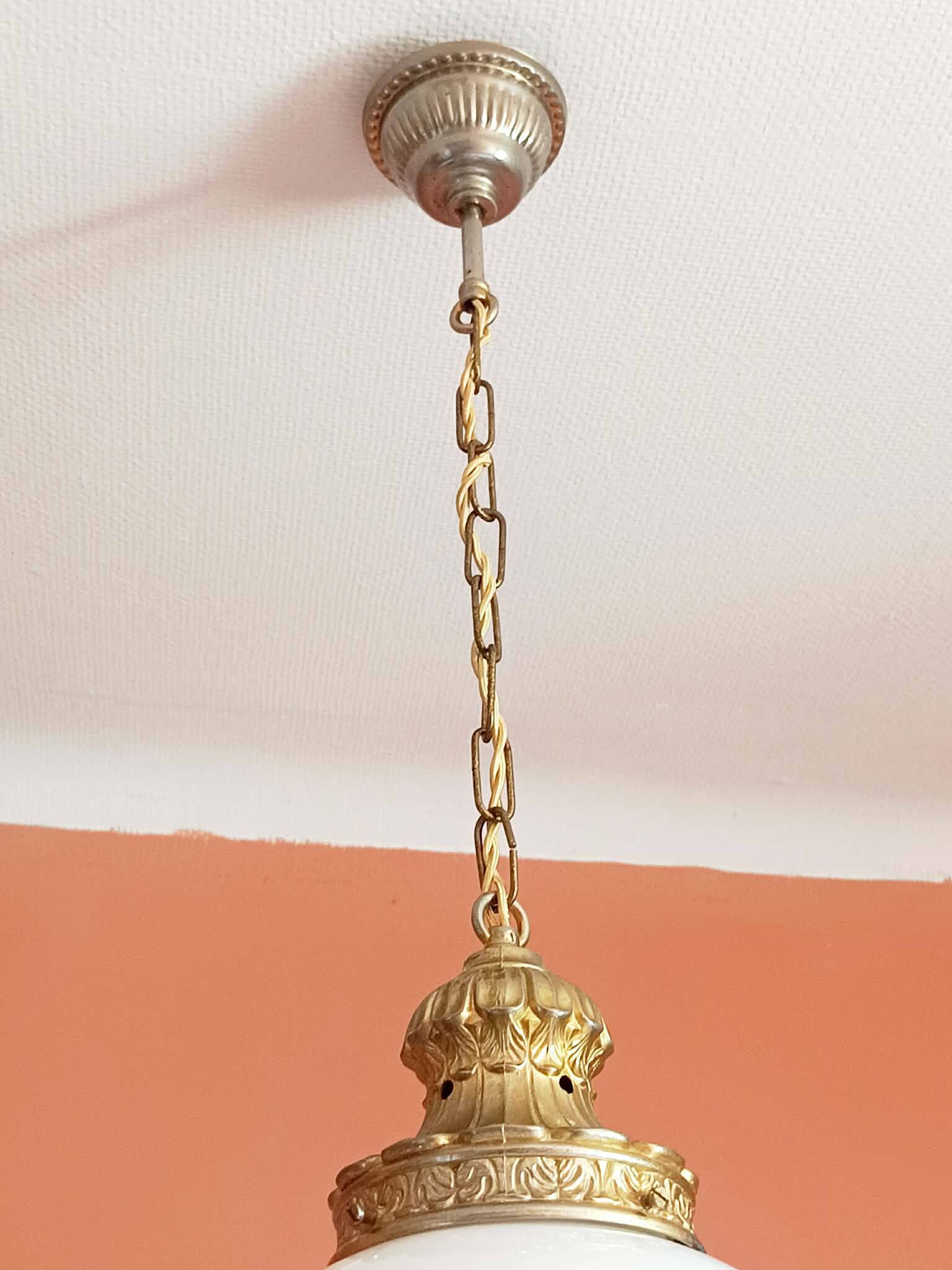 Large Art Nouveau globe pendant light