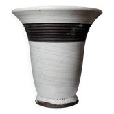 Grande lampe moderne Raku beige et brun Keramos Sèvres - René Hénon