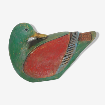 Canard en bois coloré - vintage - 1960