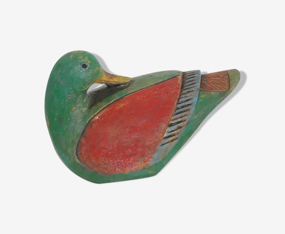 Canard en bois coloré - vintage - 1960