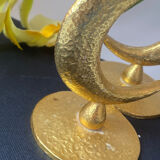 Pair of moon and gold candlesticks