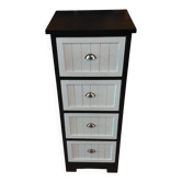 Wooden chest of drawers with 4 drawers refurbished - Black & White