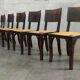 Suite of 6 chairs brutalist style straw and solid oak