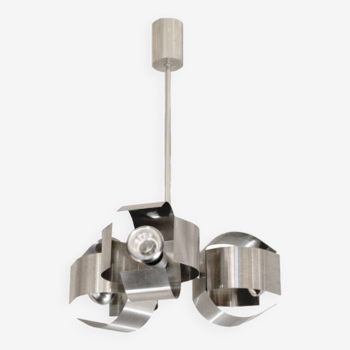 Stainless steel pendant light from the 1970s