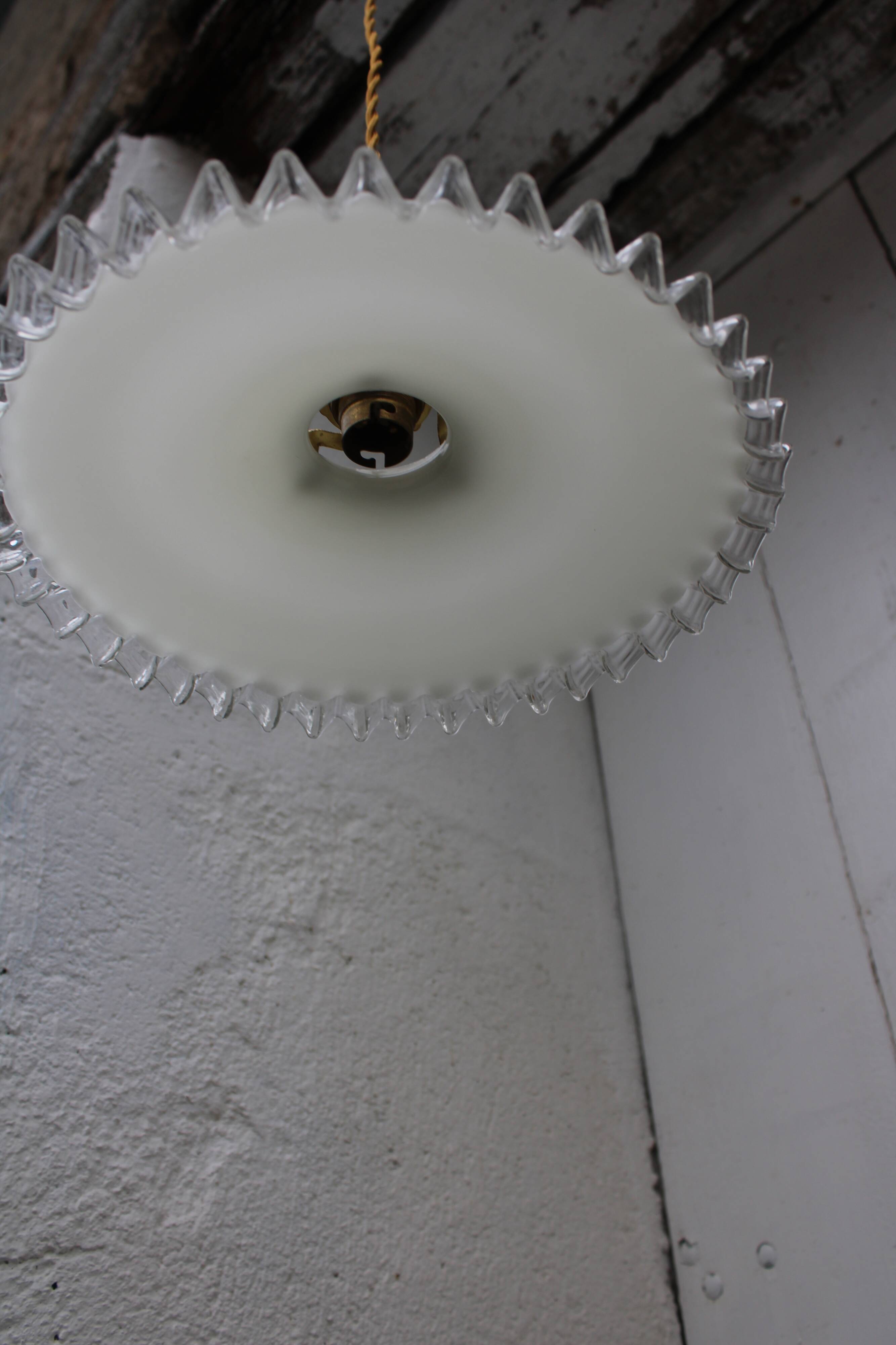 Dented opaline hanging lamp