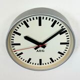 Grey Industrial Factory Wall Clock from AEG, 1960s