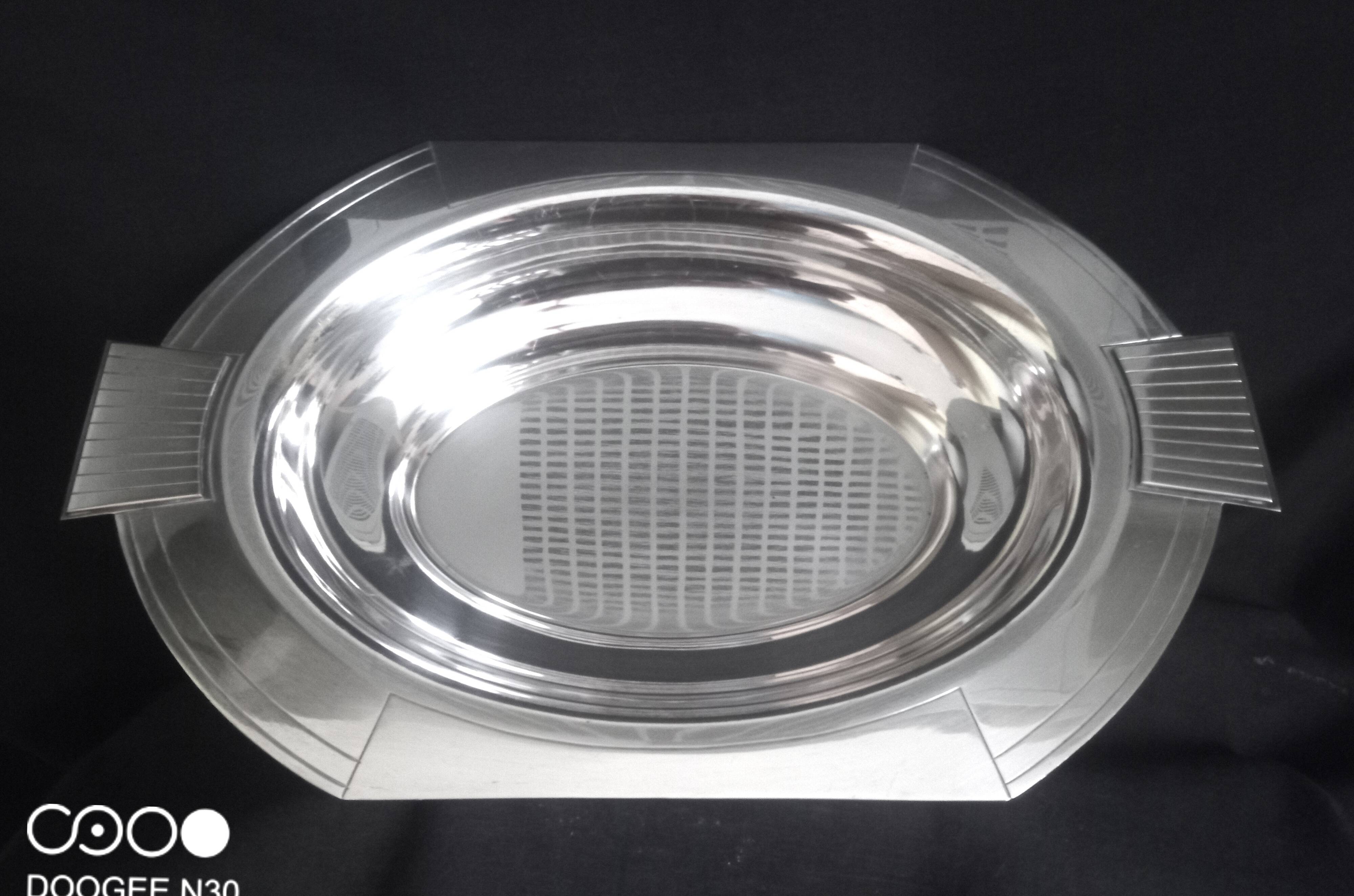Art Deco hollow dish in silver metal, goldsmith Roux Marquiand (since 1856)