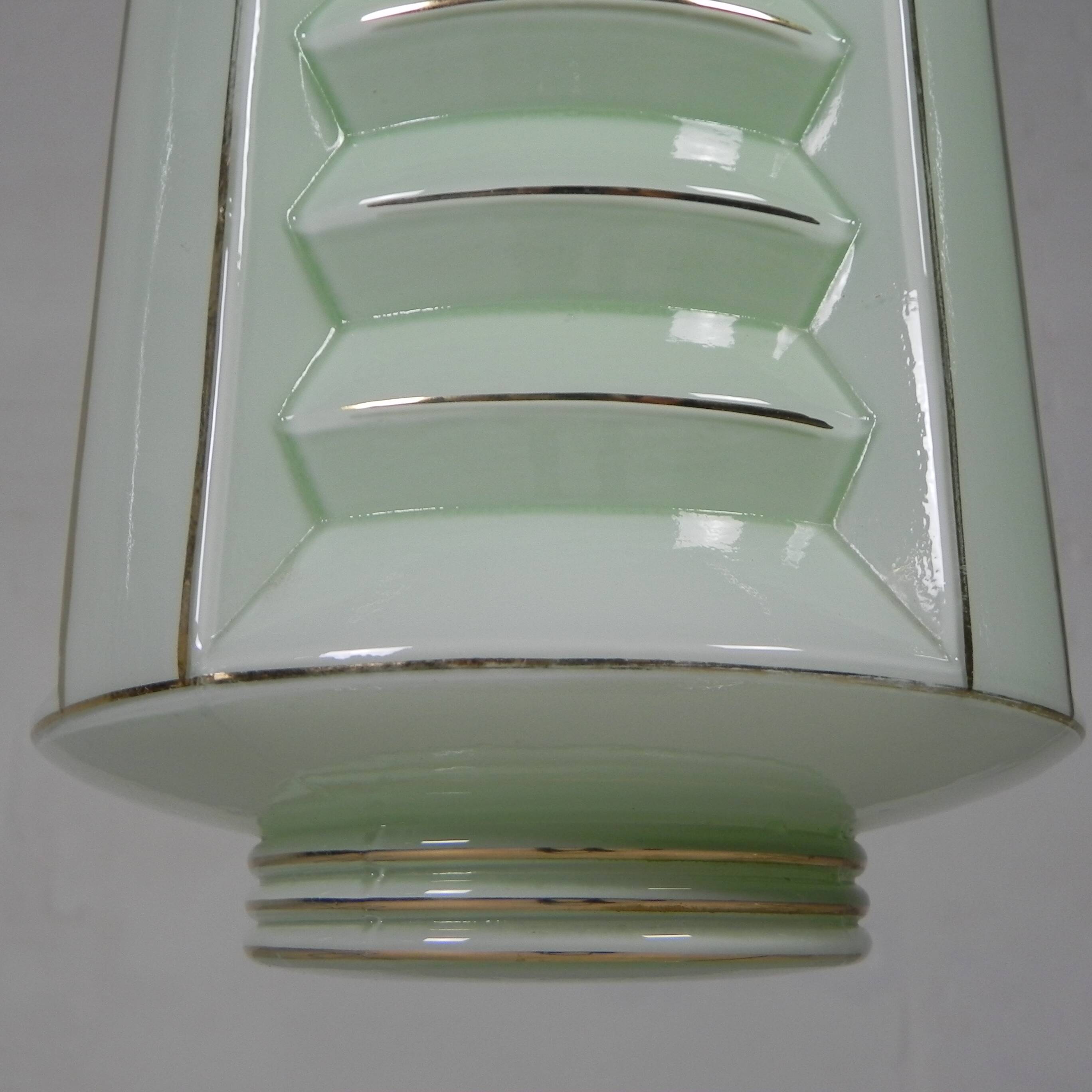 Art Deco pendant lamp with glass lantern shade, 1930s