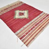 Wine Red & Green Turkish Kilim Rug, 156x224Cm