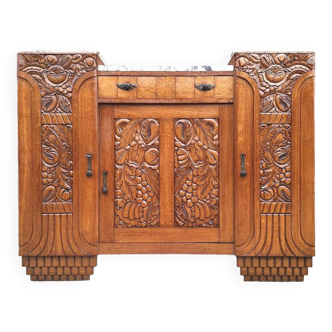 Art deco sideboard with marble tops, old china cabinet