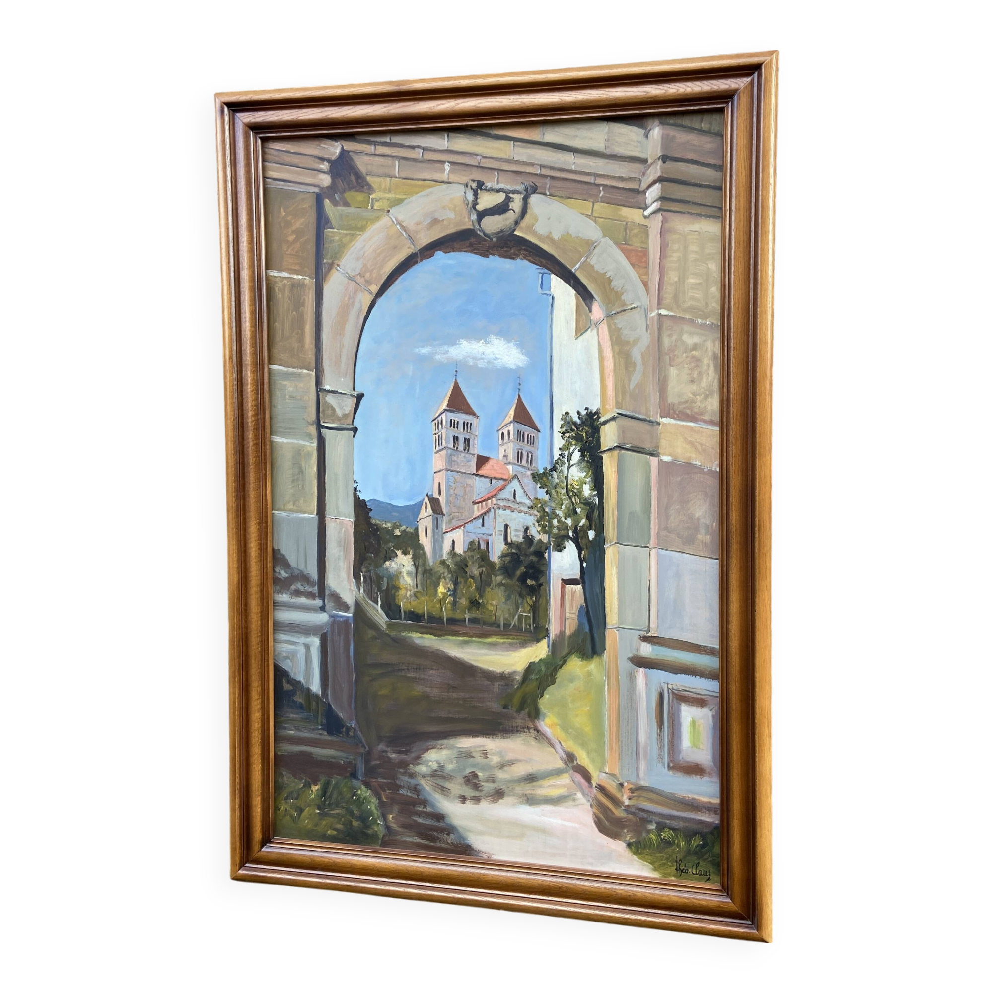 XXXL painting Alsatian landscape MURBACH Abbey By Théo Claus