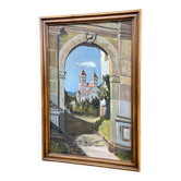 XXXL painting Alsatian landscape MURBACH Abbey By Théo Claus