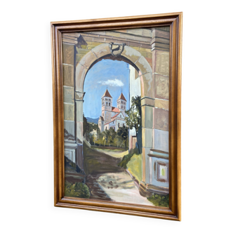 XXXL painting Alsatian landscape MURBACH Abbey By Théo Claus
