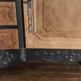 buffet in chene and metal patina black