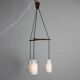 Three-flame Danish ceiling lamp teak vintage