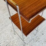 Vintage teak side table with shelves and magazine rack