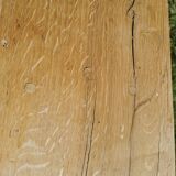 Old brutalist art bench, in natural raw oak