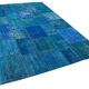 Handmade Anatolian Overdyed 206 cm x 298 cm Blue Patchwork Carpet
