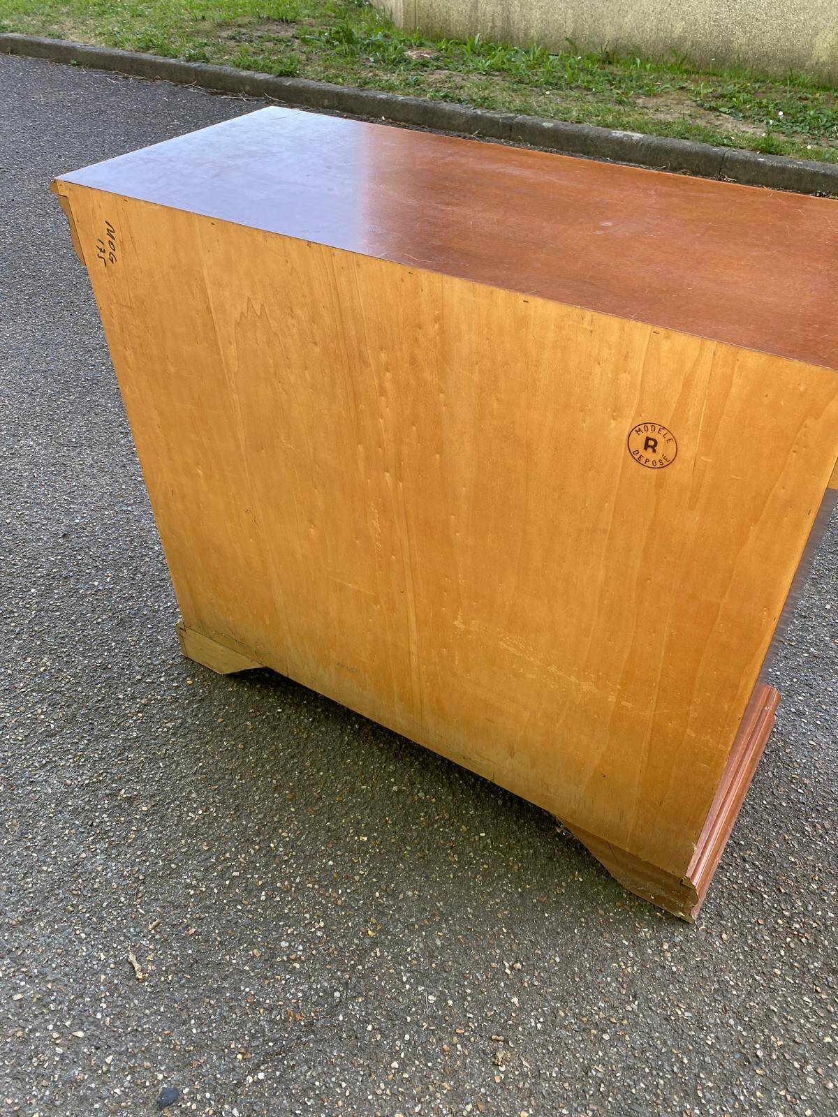 Louis Philippe low depth chest of drawers in solid wood with 4 drawers