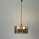 Grey glass chandelier with a brass body, 1960, Italy