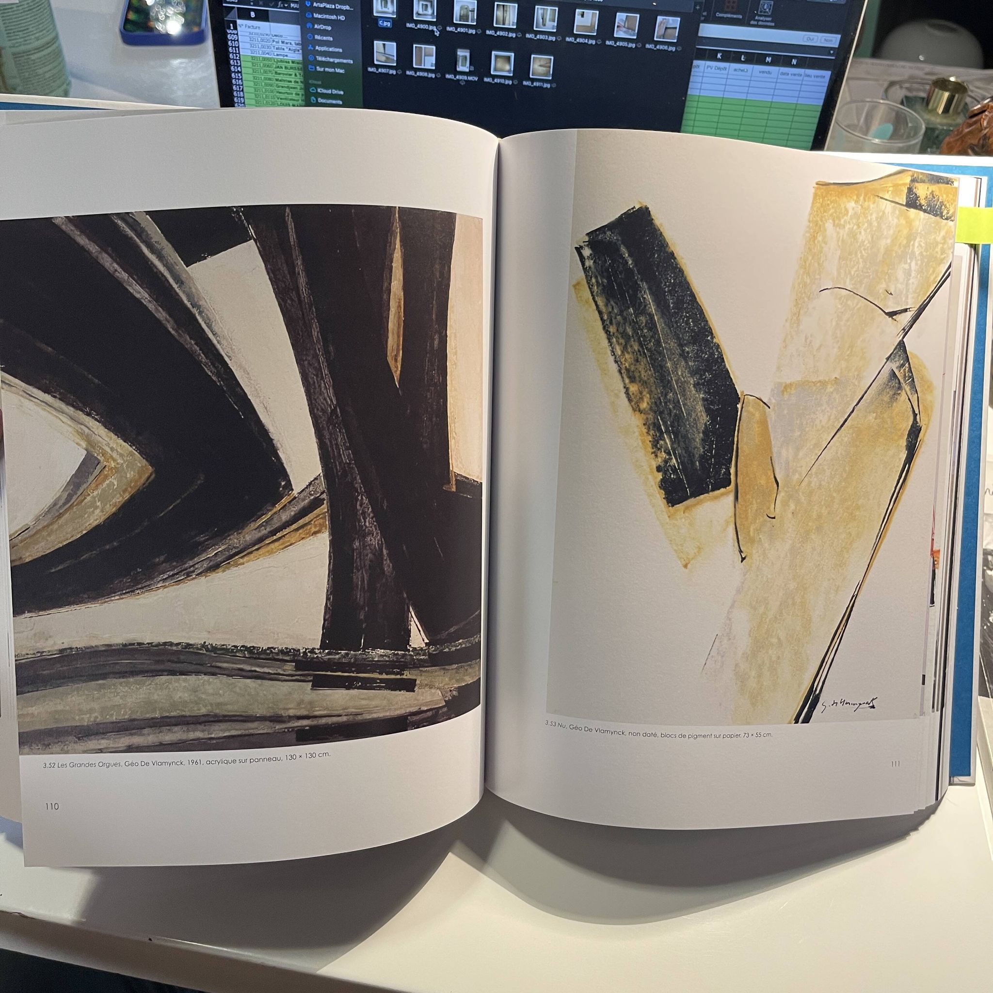 Abstract painting, Georges (Géo) De Vlamynck, oil on panel, ca 1960