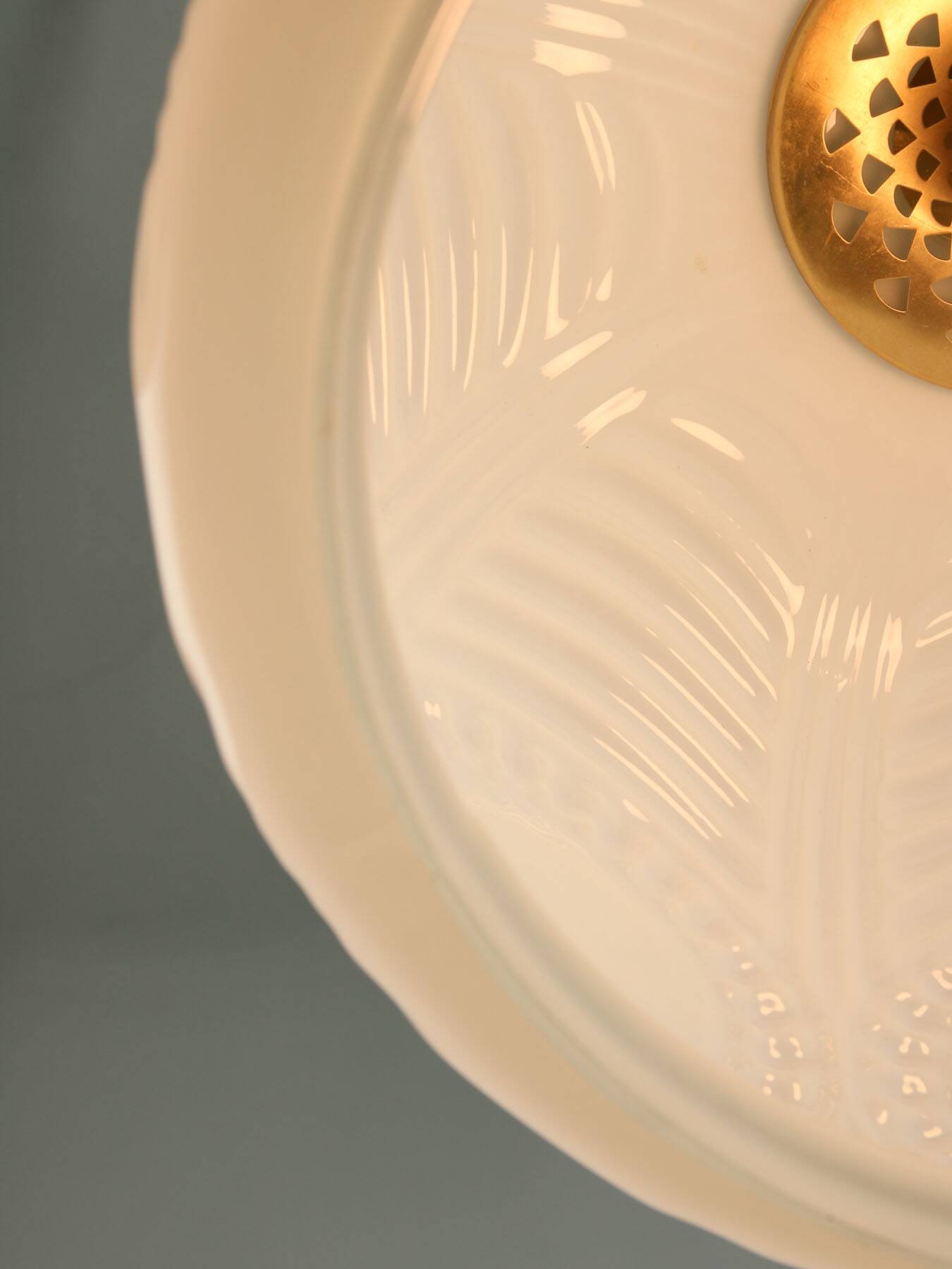 intricate Mid-Century Italian Brass and Opaline Pendant Lamp, 1950s