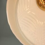 Lampe à Suspension complexe Mid-Century en Laiton et Opaline, Italie, 1950s