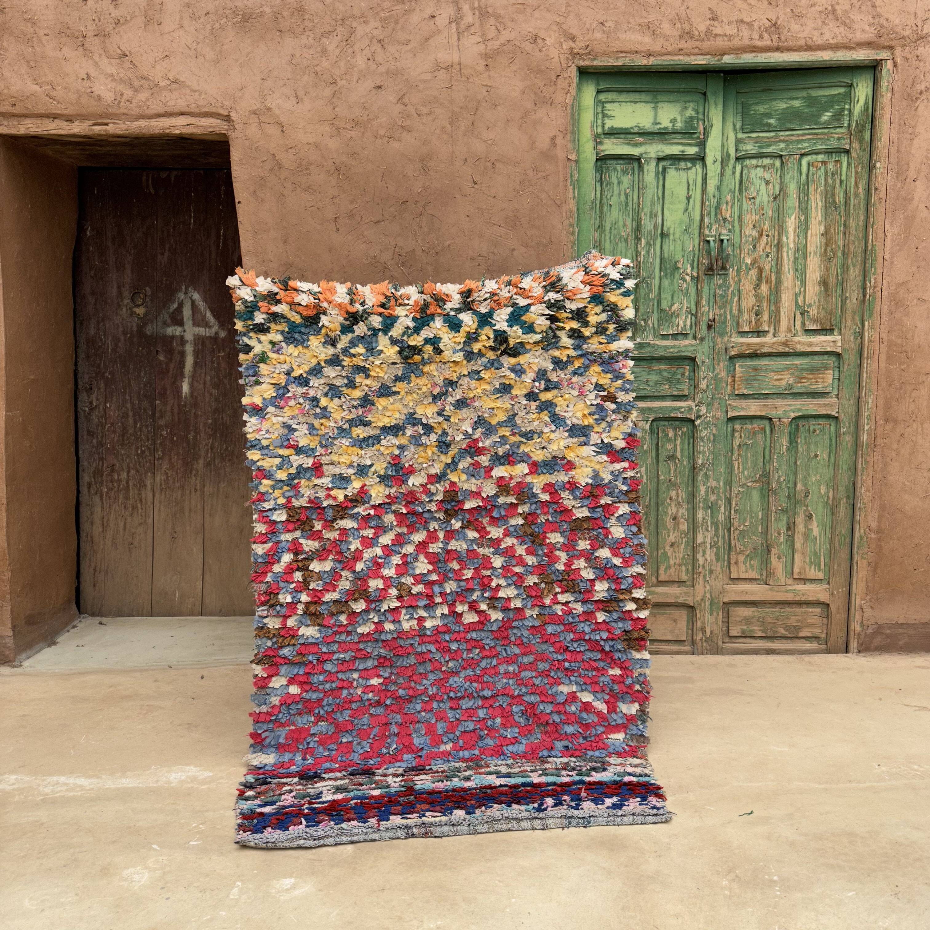 Colorful Boucherouite Berber rug - 99 x 160 cm