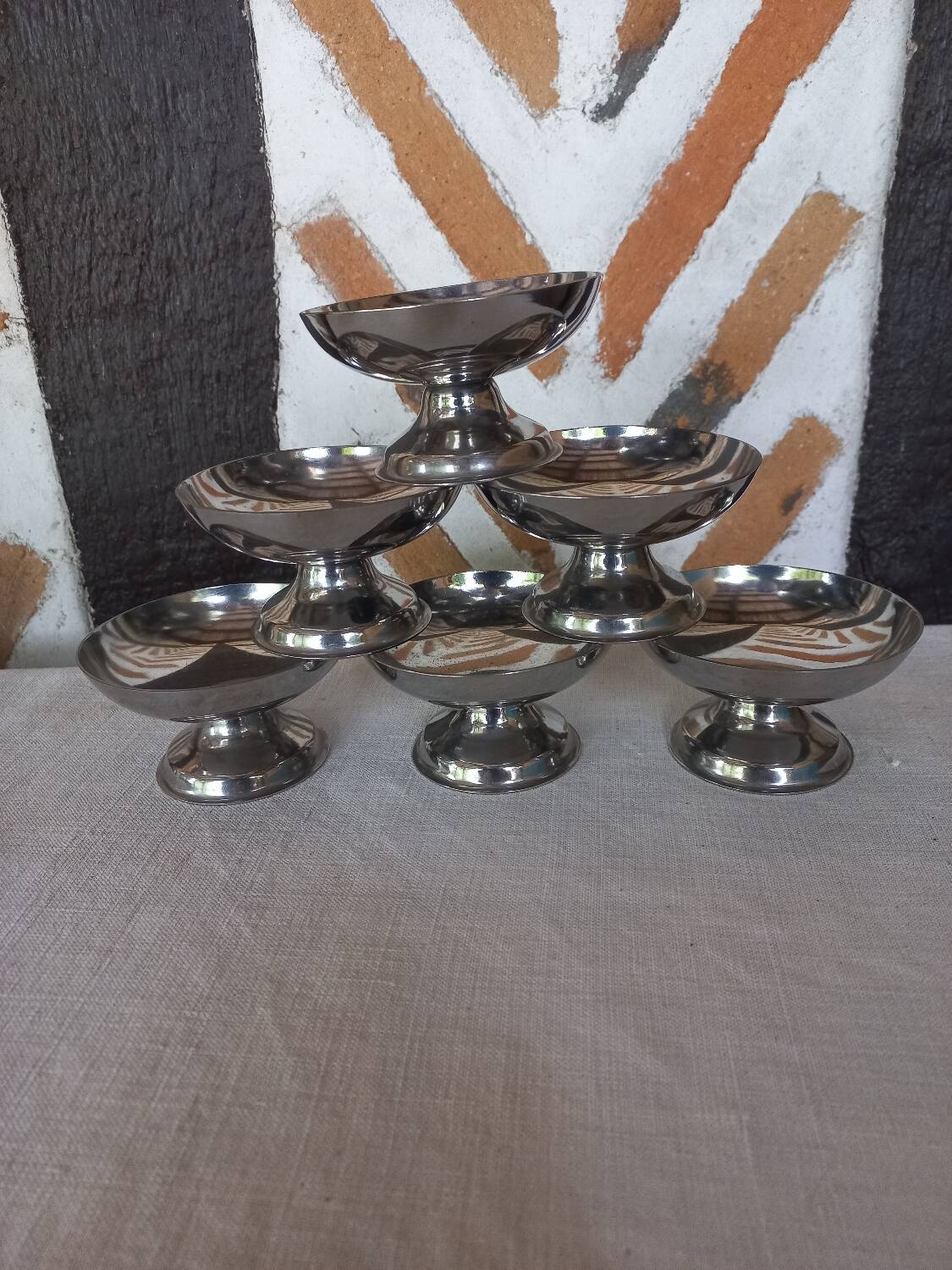 Set of 6 stainless steel ice cream cups