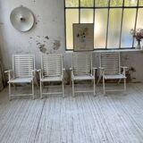 4 white wooden garden chairs
